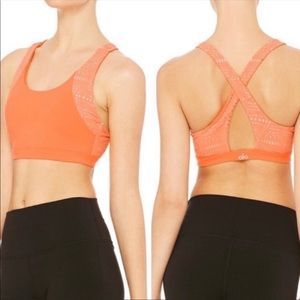 Alo Yoga Patina Orange Laser Cut Cross Back Sports Bra Medium